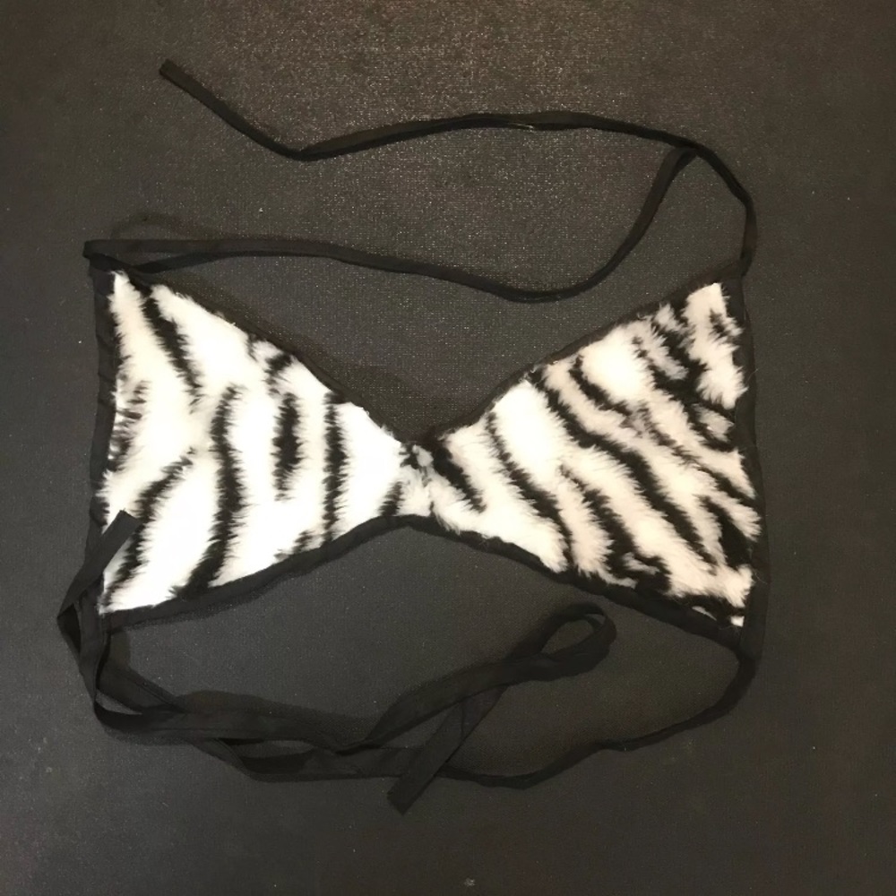 Trixy Xchange White Zebra Fur Bikini Small Medium